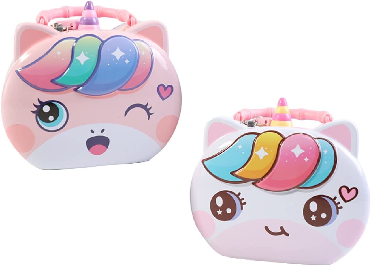 FunBlast Unicorn Pop it Sling Bag with Unicorn Coin Box for Kids - Pop it Purse for Girls, Stress Relief Toys Pop It Bag for Girls, Cartoon Toy Money Bank for Kids, (Pack of 2 Pcs; Random Color)