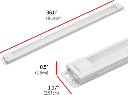 UltraPro 36in. Linkable LED Light Fixture, Selectable Brightness, Slim LED Strip Light, Under Cabinet Lighting, Kitchen Light, HI/OFF/LOW Switch, 44108 , White